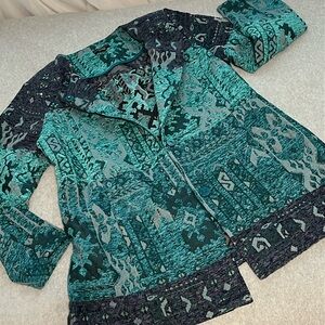 Susan Graver Artisan Jacket Size 14 Boho Carpet Mature Grunge Festival Artsy